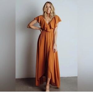 Baltic born katya raffle Elegant Orange faux Wrap maxi Dress size XL